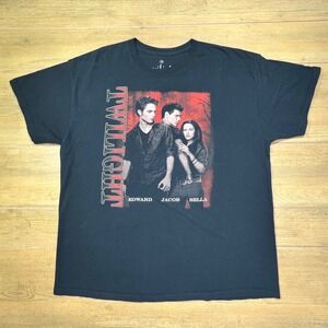 Twilight Saga Movie Graphic T-Shirt Black Edward Jacob Bella Mens XL 1X